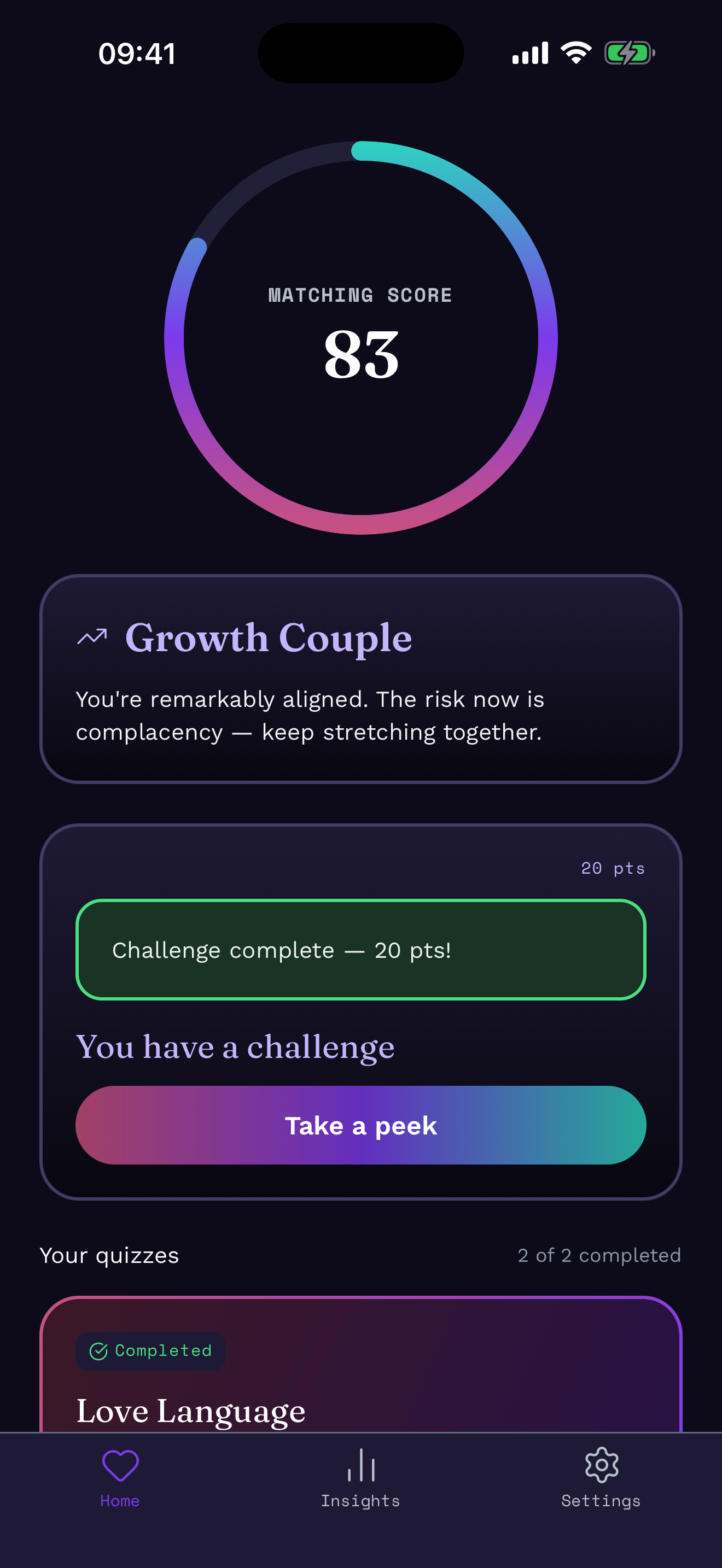 A completed Coupld challenge